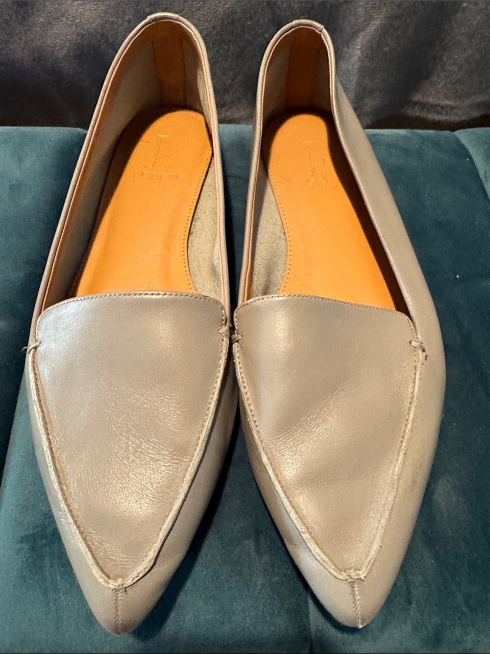 J. Crew Women's Gray Pointed-Toe Leather Flats